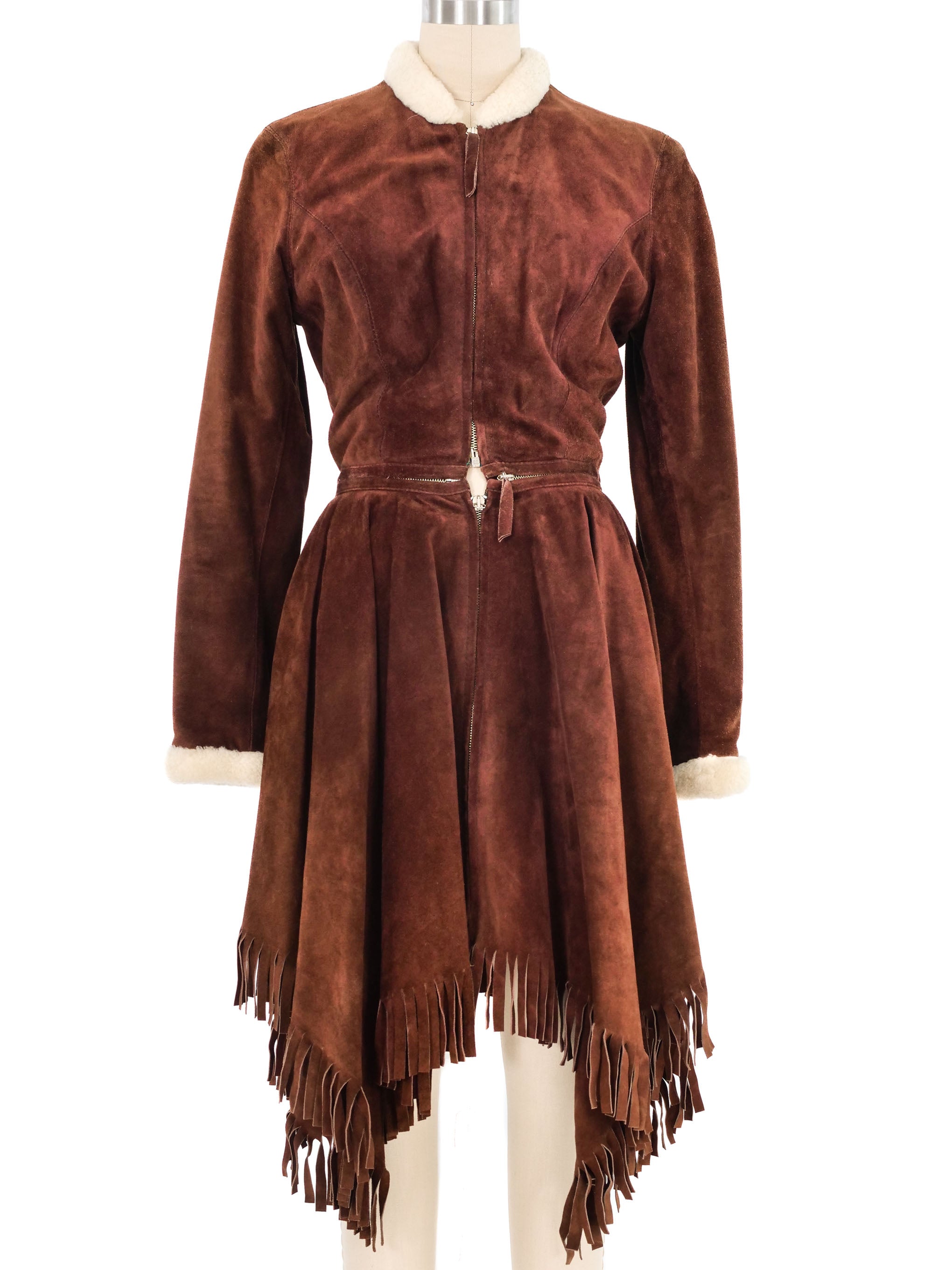 “JEAN PAUL GAURTIER” real fur coat Jean Paul Gaultier Zip Off Fringed Suede Coat