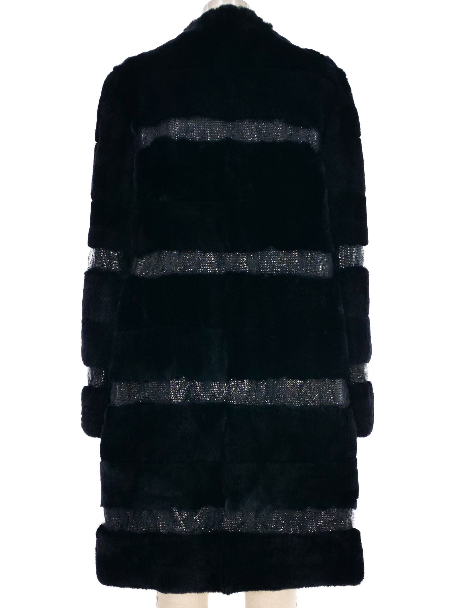 Versace Chainmail Striped Sheared Fur Coat