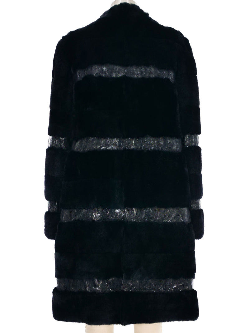 Versace Chainmail Striped Sheared Fur Coat Outerwear arcadeshops.com