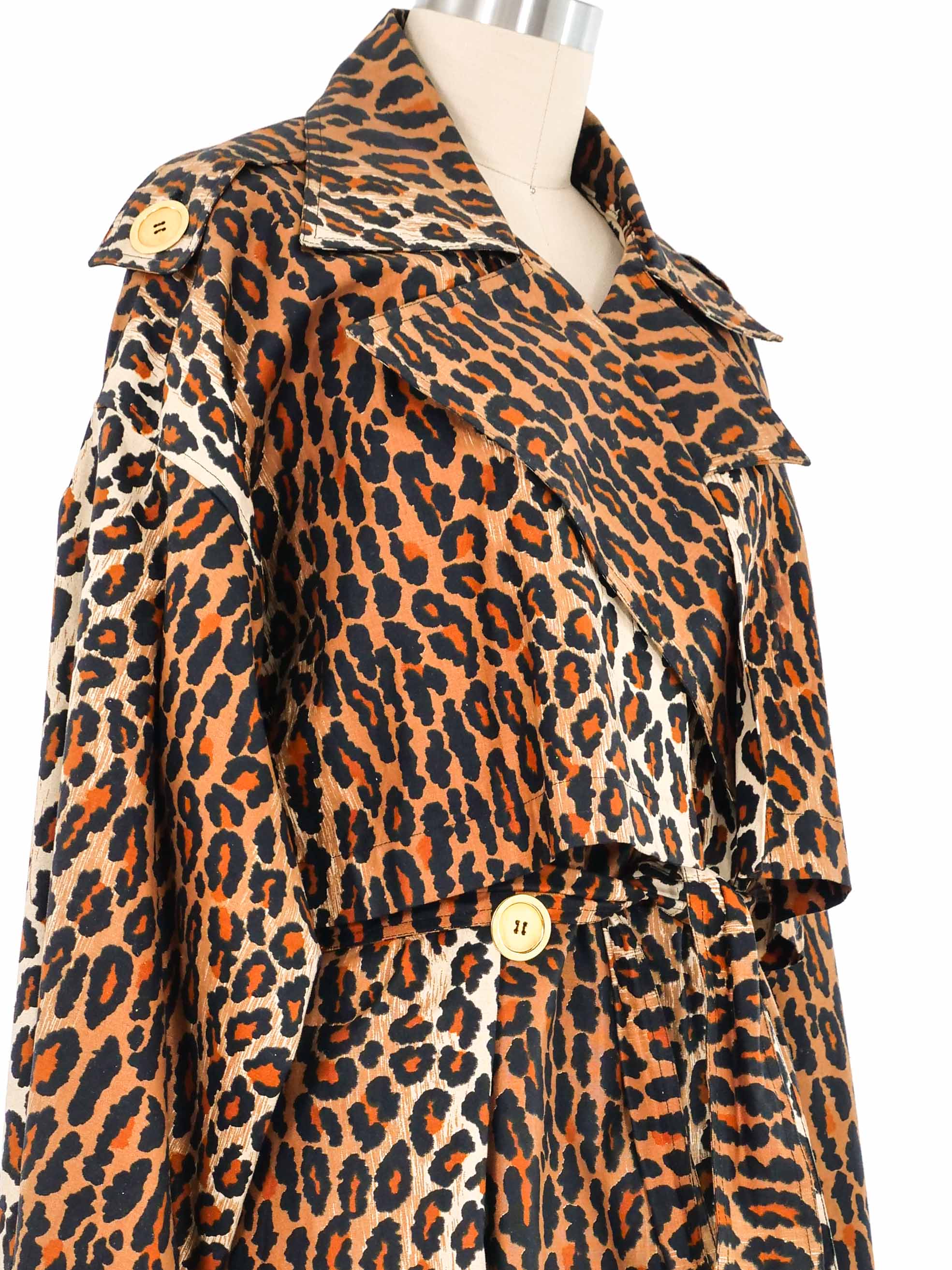 1989 Patrick Kelly Leopard Print Trench Coat