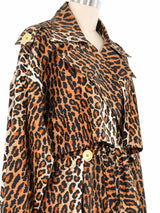 1989 Patrick Kelly Leopard Print Trench Coat Jacket arcadeshops.com