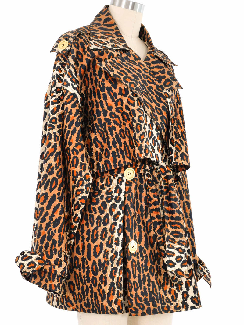 1989 Patrick Kelly Leopard Print Trench Coat Jacket arcadeshops.com