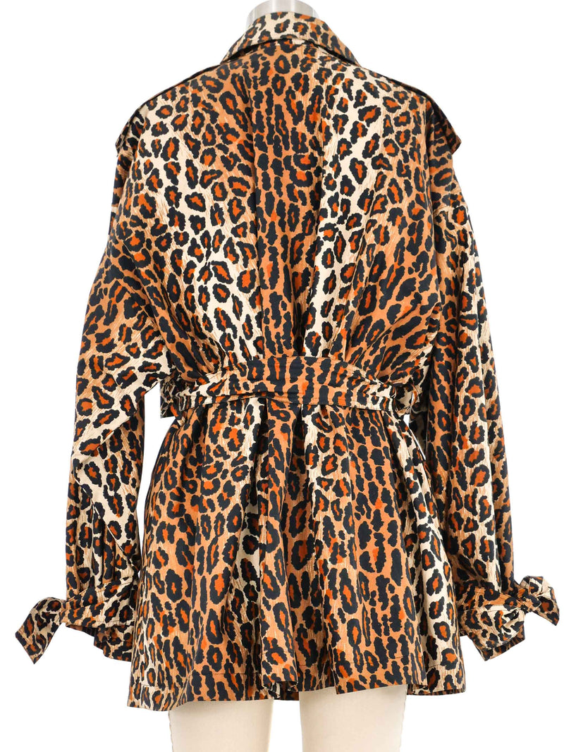 1989 Patrick Kelly Leopard Print Trench Coat Jacket arcadeshops.com