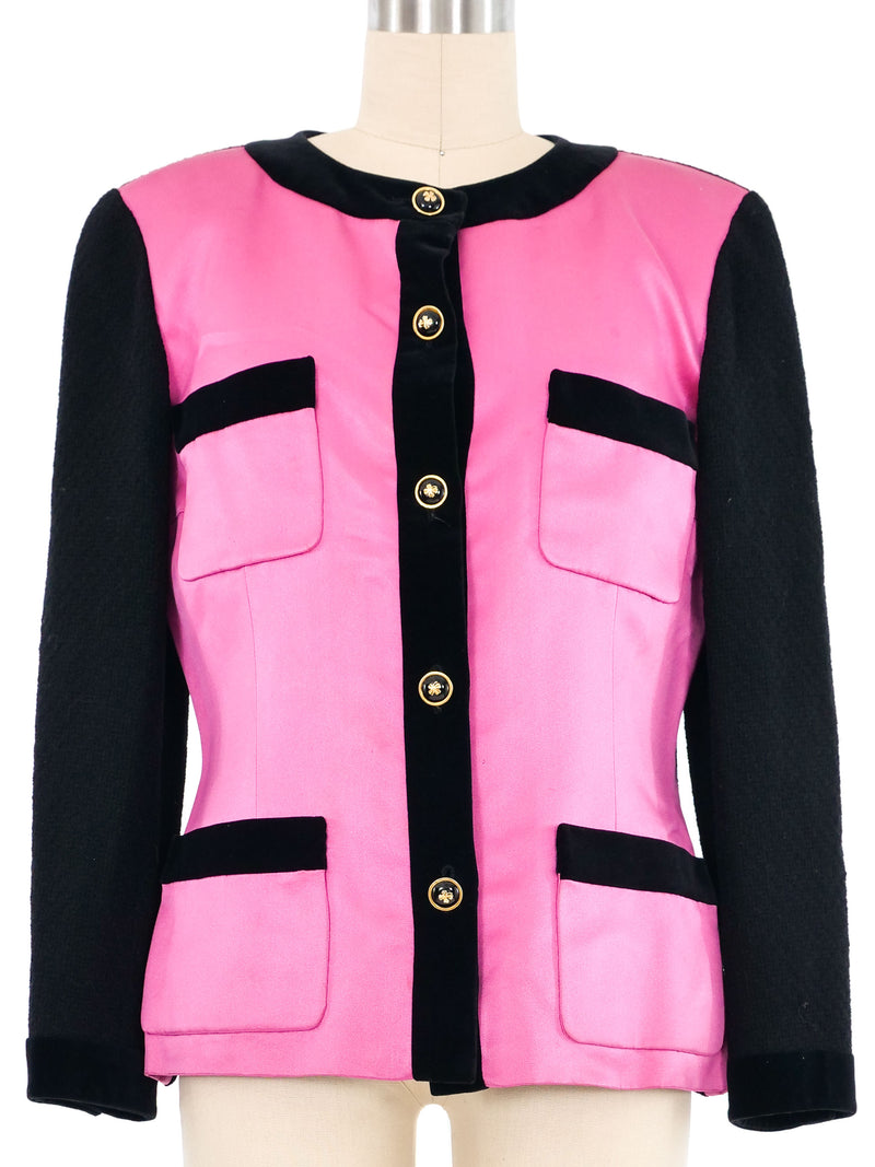 1988 Chanel Pink Satin Jacket Jacket arcadeshops.com