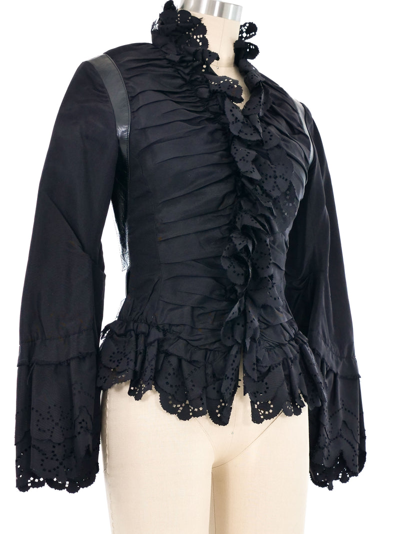 2002 Alexander McQueen Ruffle Trimmed Ruched Front Jacket Jacket arcadeshops.com