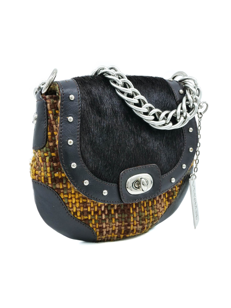 Versus Versace Tweed and Pony Hair Mini Bag Accessory arcadeshops.com