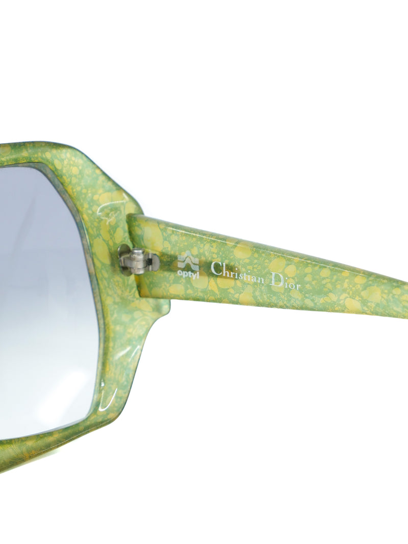 1980s Christian Dior Green Marbled Oversized Optyl Sunglasses Accessory arcadeshops.com