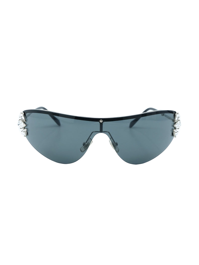 Miu Miu Rhinestone Shield Sunglasses Accessory arcadeshops.com