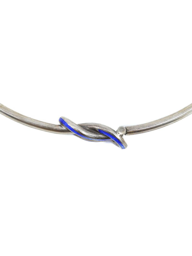 1960s Gucci Sterling and Blue Enamel Hercules Knot Choker Necklace Jewelry arcadeshops.com