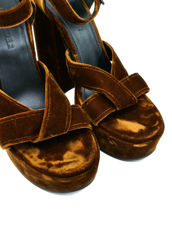 Jil Sander Velvet Platform Heels, 38.5 Accessory arcadeshops.com