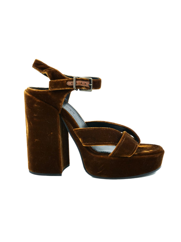 Jil Sander Velvet Platform Heels, 38.5 Accessory arcadeshops.com