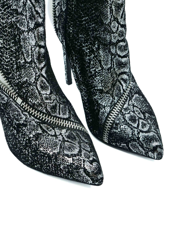 Saint Laurent Silver Snake Print Bootie, 35 Accessory arcadeshops.com