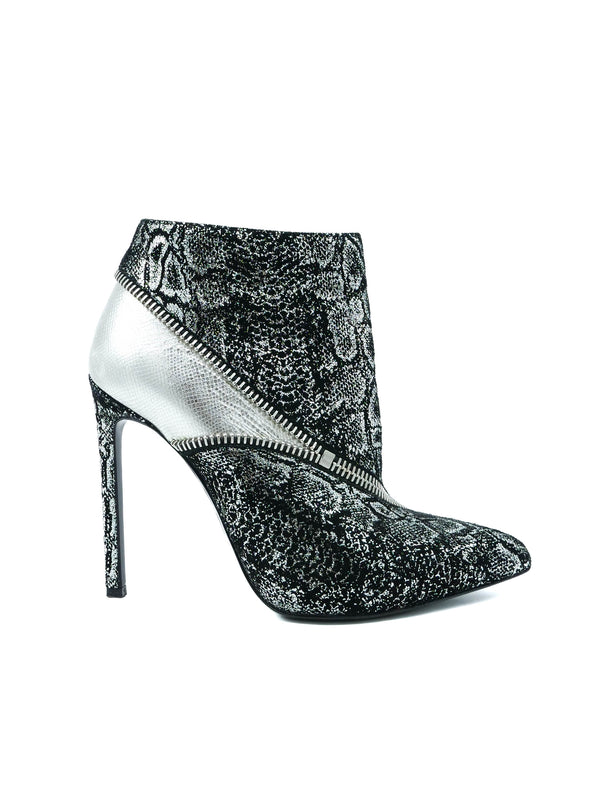 Saint Laurent Silver Snake Print Bootie, 35 Accessory arcadeshops.com