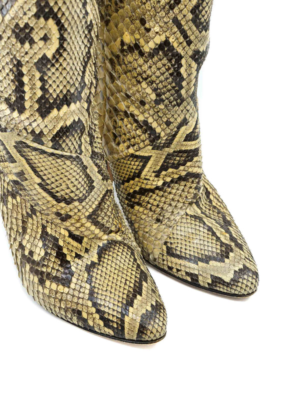 Python Snakeskin Heeled Boots, 9 Accessory arcadeshops.com