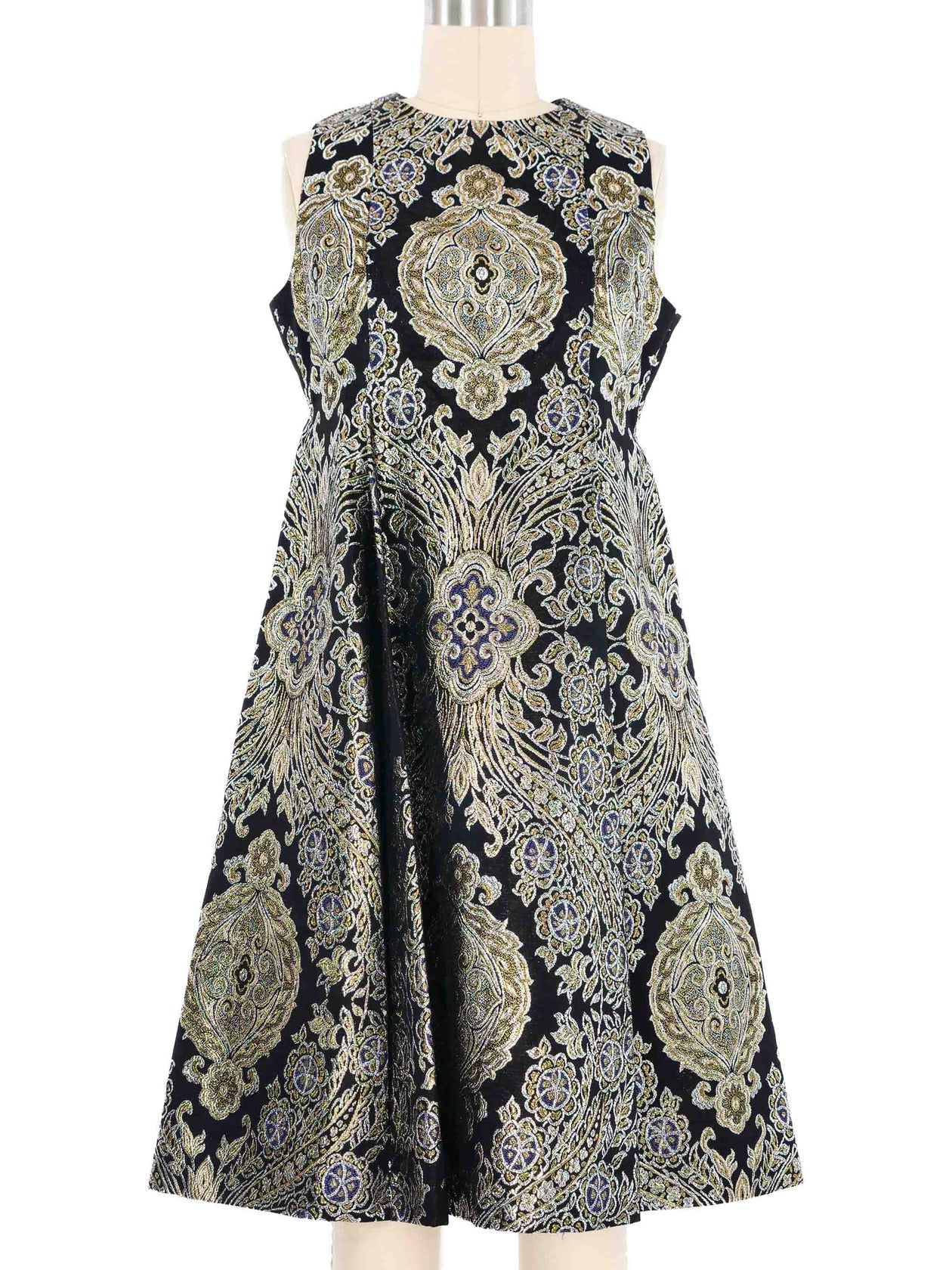 women's metallic brocade a-line dress One Shoulder Brocade Metallic Floral A-Line Gown main image 0