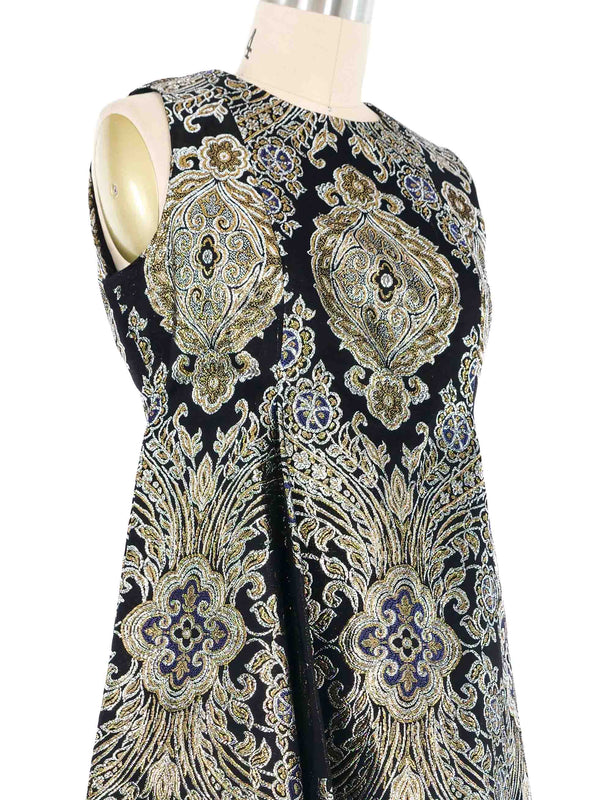 Metallic Brocade A-Line Dress Dress arcadeshops.com