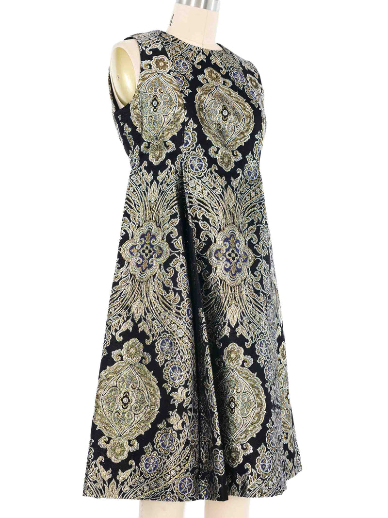 Metallic Brocade A-Line Dress Dress arcadeshops.com