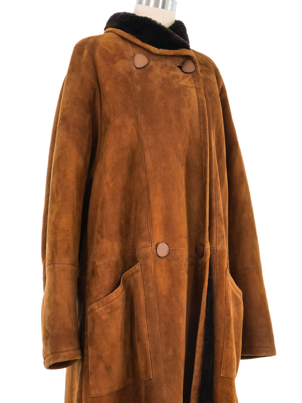 Brown Suede Maxi Coat Outerwear arcadeshops.com