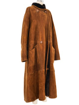 Brown Suede Maxi Coat Outerwear arcadeshops.com