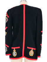 Adolfo Embroidered Patch Knit Jacket Jacket arcadeshops.com