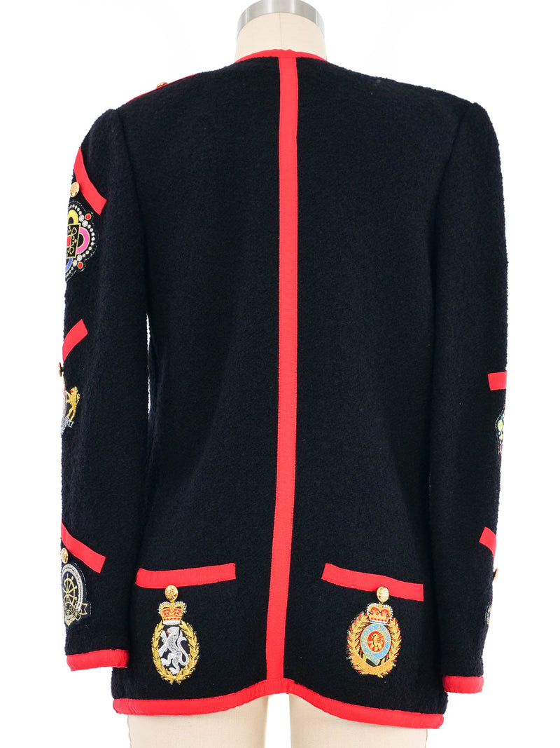 Adolfo Embroidered Patch Knit Jacket Jacket arcadeshops.com