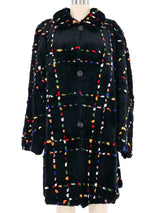 Multicolor Plaid Print Fur Swing Coat Outerwear arcadeshops.com