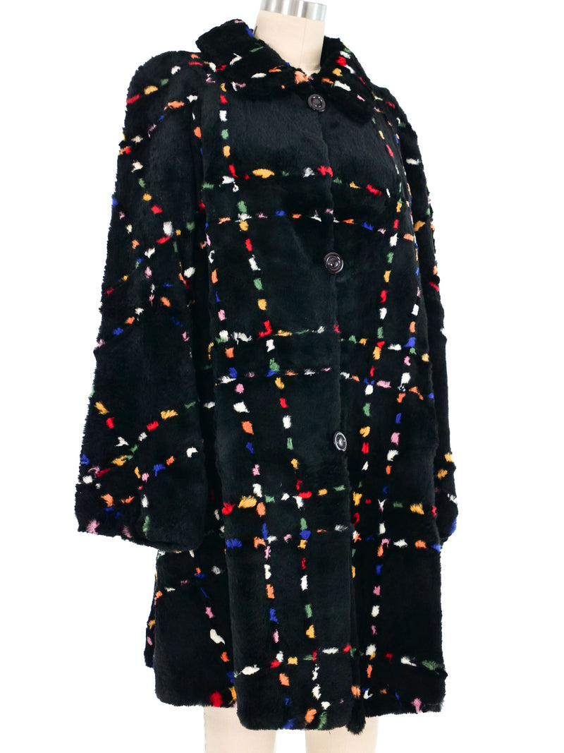 Multicolor Plaid Print Fur Swing Coat Outerwear arcadeshops.com