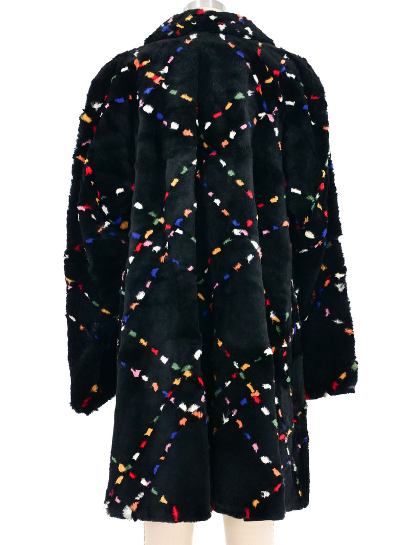 Multicolor Plaid Print Fur Swing Coat Outerwear arcadeshops.com