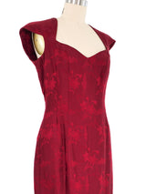 1990s John Galliano Maroon Brocade Midi Dress Dress arcadeshops.com