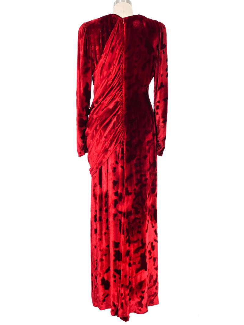 Bill Blass Draped Red Velvet Gown Dress arcadeshops.com