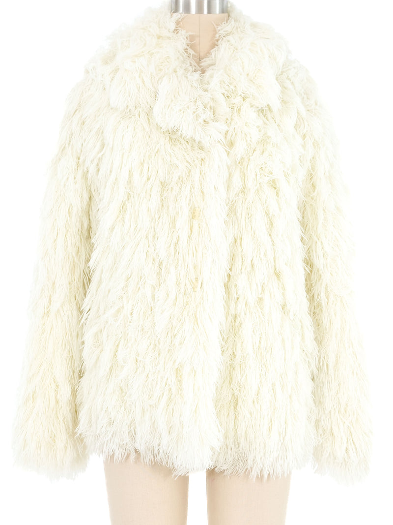 Ivory Yarn Fringe Coat Outerwear arcadeshops.com