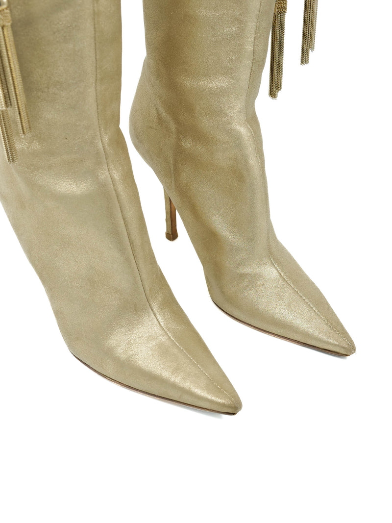 Jimmy Choo Metallic Tassel Knee High Boots, 38 Accessory arcadeshops.com