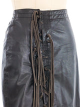 2003 Dirk Bikkembergs Lace Up Chocolate Leather Mini Skirt Bottom arcadeshops.com