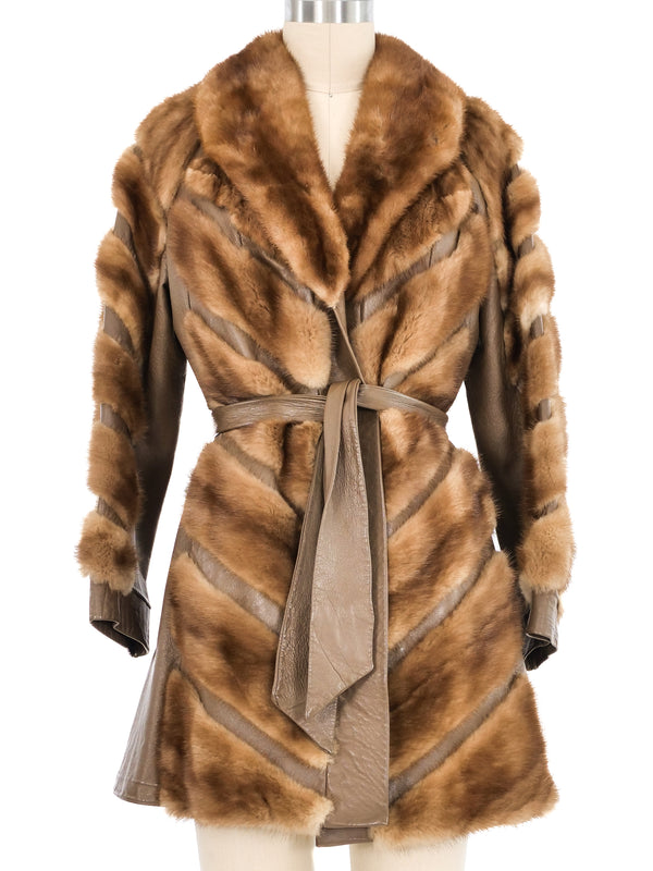 1960s Fur Striped Leather Coat Outerwear arcadeshops.com