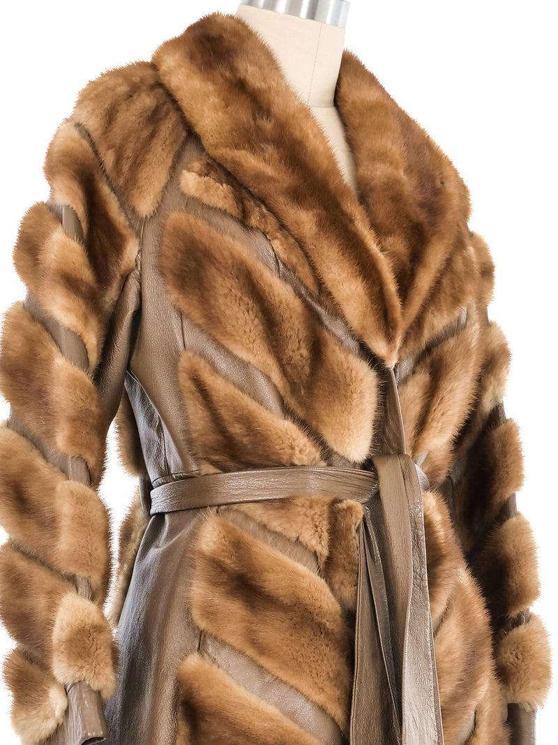 1960s Fur Striped Leather Coat Outerwear arcadeshops.com