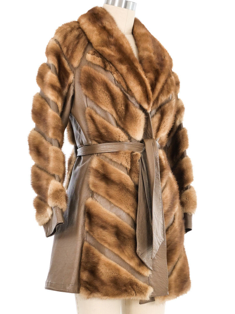 1960s Fur Striped Leather Coat Outerwear arcadeshops.com