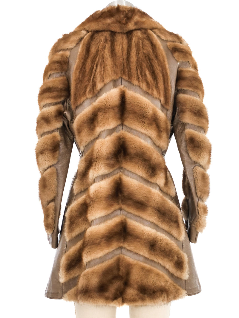 1960s Fur Striped Leather Coat Outerwear arcadeshops.com