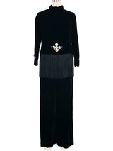 1960s Fringe Trimmed Velvet Ensemble Suit arcadeshops.com