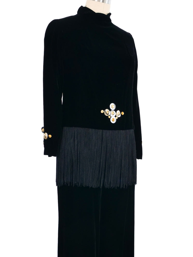 1960s Fringe Trimmed Velvet Ensemble Suit arcadeshops.com