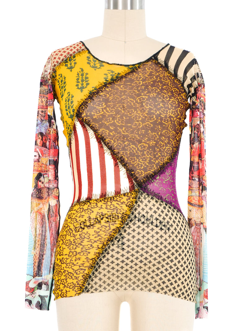 Jean Paul Gaultier Patchwork Mesh Tee Top arcadeshops.com