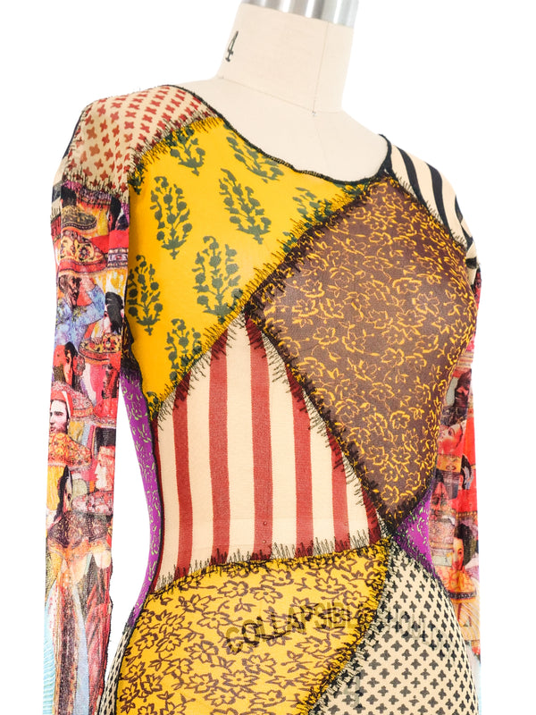 Jean Paul Gaultier Patchwork Mesh Tee Top arcadeshops.com