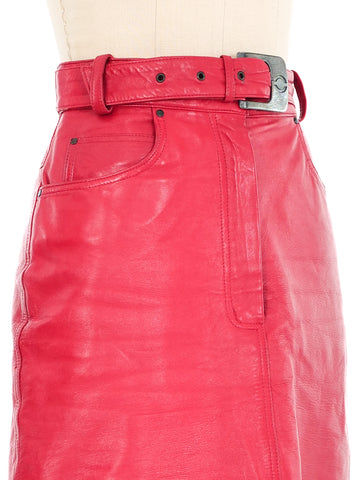 State Of Claude Montana Red Leather Fringed Skirt display picture 2