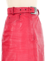 State Of Claude Montana Red Leather Fringed Skirt Bottom arcadeshops.com