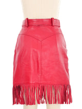 State Of Claude Montana Red Leather Fringed Skirt Bottom arcadeshops.com