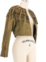 1990 Gianni Versace Cropped Embellished Olive Suede Jacket Jacket arcadeshops.com