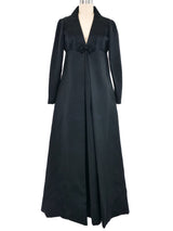 1960s Black Satin Frog Closure Evening Dress Dress arcadeshops.com