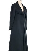 1960s Black Satin Frog Closure Evening Dress Dress arcadeshops.com