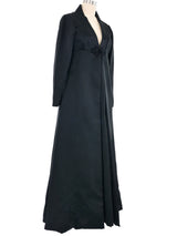 1960s Black Satin Frog Closure Evening Dress Dress arcadeshops.com