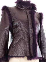 Versace Fur Lined Purple Patent Jacket Jacket arcadeshops.com