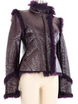 Versace Fur Lined Purple Patent Jacket Jacket arcadeshops.com